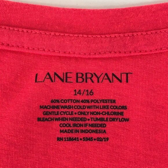 Lane Bryant Scoop Neck Knit Tee Women's Plus 14/16 Pink Short Sleeve Stretch - Picture 8 of 8